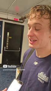 Maine freshman goaltender Patriks Berzins after his first collegiate start  and a win over Stonehill #collegehockey