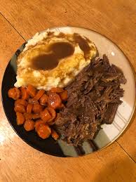 Pot roast with potatoes and carrots. Homemade Pot Roast Mashed Potatoes Carrots And Gravy Foodporn