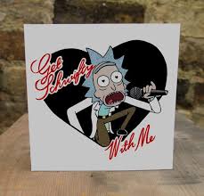 Rick And Morty Illustrated Card Get Schwifty Funny Alternative Netflix Rick And Morty Square Greeting Card Valentines Ideas For Him