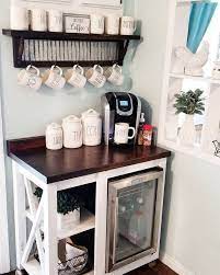 We have 20 homey coffee bar ideas you can try in your house. 30 Best Home Coffee Bar Ideas For All Coffee Lovers Coffee Bar Home Home Coffee Stations Built In Coffee Maker