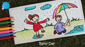 Today's video is 「very easy ! How To Draw Scenery Of Rainy Season Easy Drawing For Kids With Pencil Color Youtube