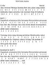 Tentang Rasa - Astrid - Not Angka Lagu
