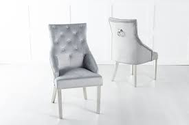 French velvet & leather sofas. Large Scoop Back Dining Chair With Knocker Chrome Legs Light Grey Velvet Cfs Furniture Uk