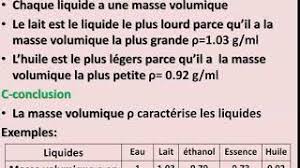 Le rapport de la masse d'un objet à son volume est sa masse volumique. La Masse Volumique 1ere Annee College Youtube