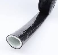 AC PERFORMANCE 1" ID Silicone Coated Fiberglass Heat Shielded Fire Sleeve  for Hose Lines & Electrical Wiring, Black, 10 Feet