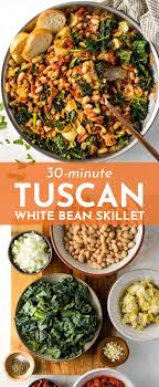 Tuscan White Bean Skillet Recipe Tasty Vegetarian Recipes Vegetarian Recipes Dinner Easy Weeknight Meals