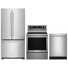 Kitchenaid 33 French Door Refrigerator Electric Range Dishwasher Package Stainless Steel French Door Refrigerator Kitchen Aid Refrigerator