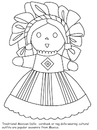 Coloring Pages Doll Drawing Mexican Doll Mexican Crafts