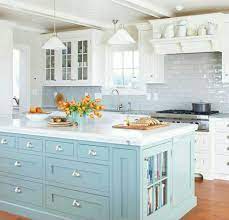 White Kitchen Cabinets With A Different Color Island Kitchen Colour Schemes Painted Kitchen Island Kitchen Decor