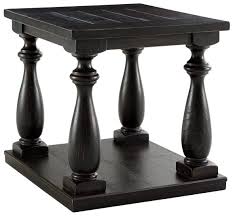 Accent table with black granite tabletop and metal base. Signature Design By Ashley Mallacar T880 3 Rustic Black Finish Rectangular End Table Furniture And Appliancemart End Tables