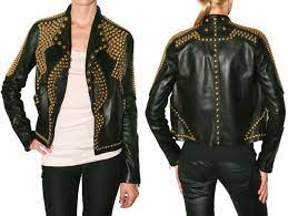 Arrow Gold Studded Leather Jacket Arrow Shopping Studded Leather Jacket Leather Jackets Women Leather Jacket