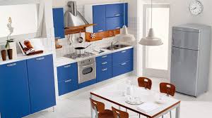 Red Kitchens With White Cabinets White Theme Kitchen With Modern Blue Furniture Cabinet And Blue Kitchen Decor Kitchen Decor Sets Kitchen Cabinet Styles