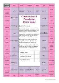 Comparatives And Superlatives Board Game Comparativos En Ingles Ensenanza De Frances Juegos En Ingles