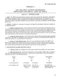 Appendix C Unit And Direct Support Maintenance Repair Parts