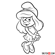 How To Draw Smurfette - Sketchok Easy Drawing Guides