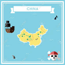 After you take this geography quiz a couple of times, you will find that it is far easier to keep all the names and locations straight. Flat Treasure Map Of China Colorful Cartoon With Icons Of Ship Royalty Free Cliparts Vectors And Stock Illustration Image 81917205