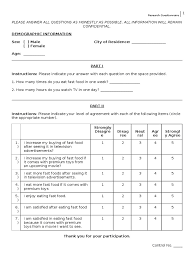 Web survey powered by surveymonkey.com. Survey Questionnaire Fast Food