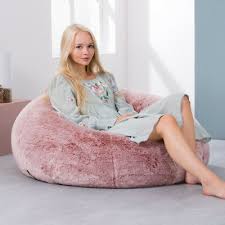 A bean chair without beans: X Large Luxury Faux Fur Bean Bag Chair Adult Beanbag Seat Rose Dust Pink 104 99 Picclick Uk