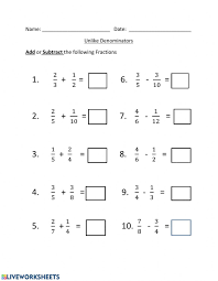 Adding And Subtracting Unlike Fractions Interactive And Downloadable Worksheet You Adding And Subtracting Fractions Subtracting Fractions Fractions Worksheets