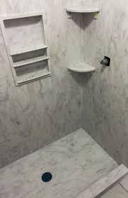 This Solid Surface Shower In The Corian Color Rain Cloud Was Installed In A Local Csra Home With A No D Corian Shower Walls Shower Remodel Small Shower Remodel