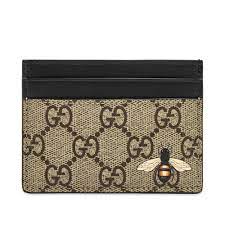 Gucci bee embellished leather cardholder. Gucci Gg Supreme Bee Card Holder Beige End