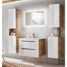 Funktionale möbel für mehr stauraum im badezimmer. Badezimmer Mobel Set 5 Teilig Hochglanz Weiss Inkl 80 Cm Keramikwascht