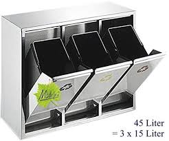 Im anschluss wird der infizierte mülleimer in der küche sorgfältig gereinigt. Made For Us 45 L Edelstahl Wand Abfalleimer 3x15 L Mulleimer 3 Fach Mulltrennung 3er Mull Trennsystem 45 Liter Abfallsam Abfalleimer Abfallsammler Mulltrennung