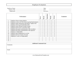 Employee Evaluation Template Evaluation Employee Employee Evaluation Form Evaluation
