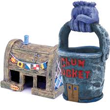 Forget the krusty krab for a moment. Spongebob Chum Bucket Krusty Krab Aquarium Ornament Set Healthypets