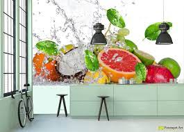 Shop for kitchen wall murals from eazywallz, the experts in removable wallpaper and wall check out some awesome kitchen wall mural ideas below showcasing some popular kitchen decor wall art. Kitchen Wallpaper Wall Murals Fruit Under Water Fototapet Art Guaranteed For 5 Years Printed Using The Latest Hp Latex Printing Technology This Wall Mural Is Easy To Fit Eco Friendly Non Toxic