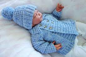 Hand Knitted Baby Boy S Double Breasted Cardigan Sweater Etsy Ganchillo Bebe Ganchillo Bebe