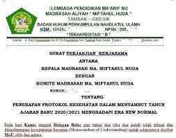 Surat pernyataan kepala sekolah ihwal kesiapan penyelenggaraan pembelajaran tatap muka di sekolah/madrasah menjadi salah satu patokan yang mesti dipenuhi oleh satuan pendidikan baik sekolah/madrasah untuk sanggup menyelenggarakan pembelajaran tatap wajah di sekolah. Contoh Format Surat Perjanjian Bersama Antara Kepala Madrasah Dengan Komite Madrasah Admin Bawean