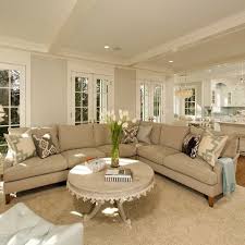 Neutral Living Room With Taupe Sectional Design Ideas Pictures Living Room And Kitchen Design Living Room Dining Room Combo Open Concept Kitchen Living Room
