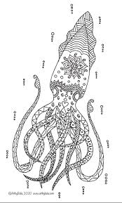1) if you have javascript enabled you can click the print link in the top half of the page and it will automatically print the coloring page only and ignore the advertising and navigation at the top of the page. Squid Coloring Page Art By Bala