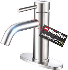 In stock & ready to ship. Mueller Austria Mueller Premium Single Hole Bathroom Sink Faucet Single Handle With Drain Assembly Deck Plate For 1 Hole And 3 Holes Installa
