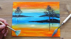 I just looked at the shape he had drawn on a yellow legal pad. Acrylic Painting Tutorial For Beginners Easy Abstract Seascape Sunset Landscape At The Beach Youtube