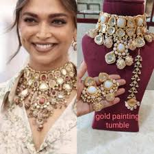 Sabyasachi Inspired Gold Pearl Choker Set/deepika Choker Set/bollywood  Jewelry Set/statement Jewelry/unique Jewelry/pakistani Jewelry/ooak