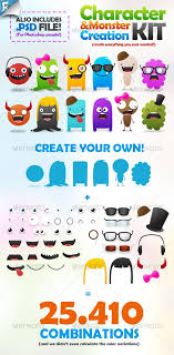 Character Monster Creation Kit Create Us Vector Monster Character Design Monster Illustration
