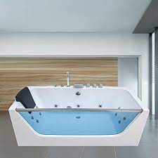 Showing results for bath tub shower combo. Empava 59 In Acrylic Alcove Whirlpool Bathtub Hydromassage Rectangular Jetted Soaking Tub With Center Drain Waterfall Faucet 59 Inch White Amazon Com
