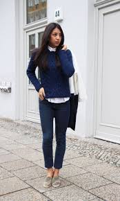 Black And Blue Outfits Fall Sweater Collared Shirt Navy And White Outfit Navy Blue Sweater Outfit Cable Knit Sweater Outfit Knit Sweater Outfit