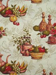 vintage french kitchen print cotton