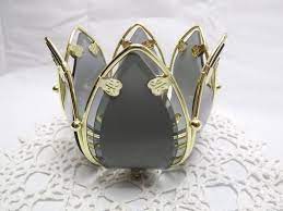 Products designed to enhance life and improve wellbeing. Vintage Candle Holder Retired Water Lily Partylite Tealight Holder Smoky Gray Glass And Brass Accents Tea Lights Vintage Candle Holders Water Lily Candle