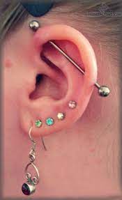 New Industrial Piercing And Multiple Lobe On Ear Cute Ear Piercings Ear Piercing