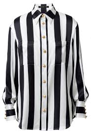 Black And White Striped Shirt H M All 109 Pieces From Balmain X H M Collaboration Black And White Blouse Black Stripes Tops Black White Striped Blouse