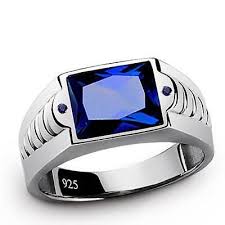 Men S Gemstone Ring Royal Genuine Blue Sapphire 3 40ct Pure 925 Sterling Silver Mensaccessories Sterlin Mens Silver Rings Rings For Men Sterling Silver Mens