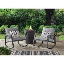 Mainstays Asher Springs 2 Piece Steel Cushioned Rocking Chair Set Grey Walmart Com In 2020 Rocking Chair Set Patio Rocking Chairs Rocking Chair