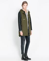 Zara Combination Parka With Faux Leather Sleeves 179 Stylish Winter Coats Zara Coat Faux Leather Parka