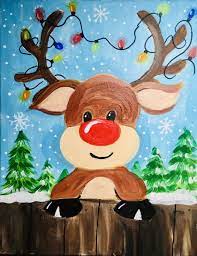 The holiday season brings joy, warmth, family, and friends and is the time of year when many of us make our fondest memories. How To Paint A Cute Rudolph Christmas Canvas Art Easy Christmas Drawings Happy Paintings