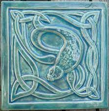 Decorative Relief Carved Ceramic Celtic Seal Tile Etsy Celtic Art Tile Art Art Nouveau Tiles