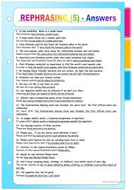 Complete The Second Sentence So That It Has A Similar Rephrasing 5 Key Included En 2020 Recursos Docentes Actividades De Ingles Examenes Cambridge